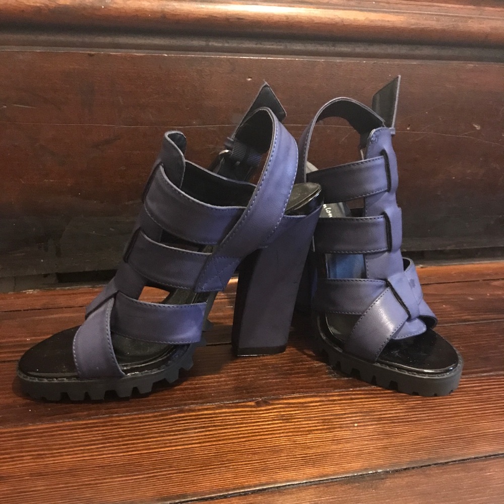 Chunky Heel Blue Gladiator Sandals